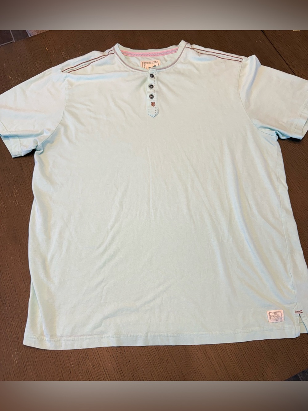 XXL Colours Alexander Julian Mens Henley T-Shirt Mint Blue Green Organic Cotton